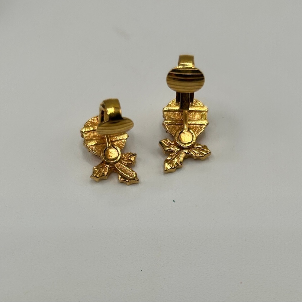 Avon Xmas Gold and Red Crystal Festive Earrings - Picture 5 of 10